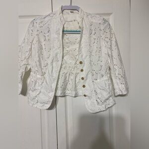 Banana Republic White Eyelet Women's Jacket size 0